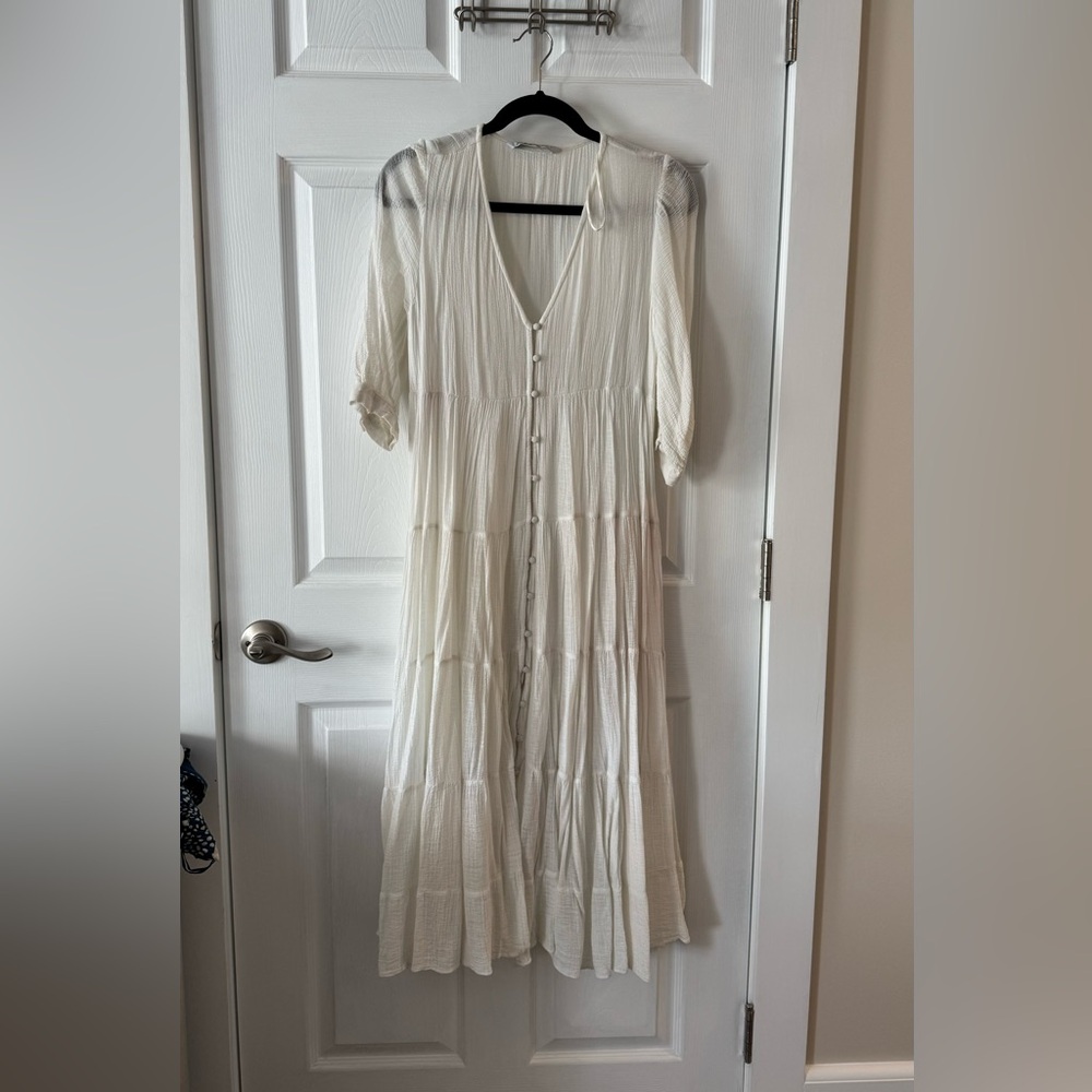 Zara White Tiered Dress